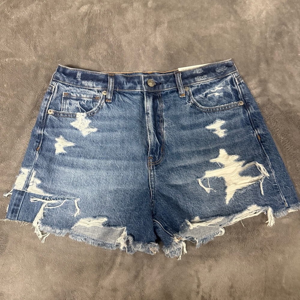 American Eagle Outfitters Blue Distressed Cutoff Mom Short